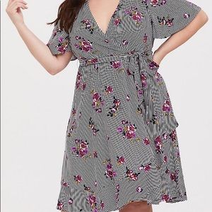 TORRID Floral Stripe Challis Wrap Dress